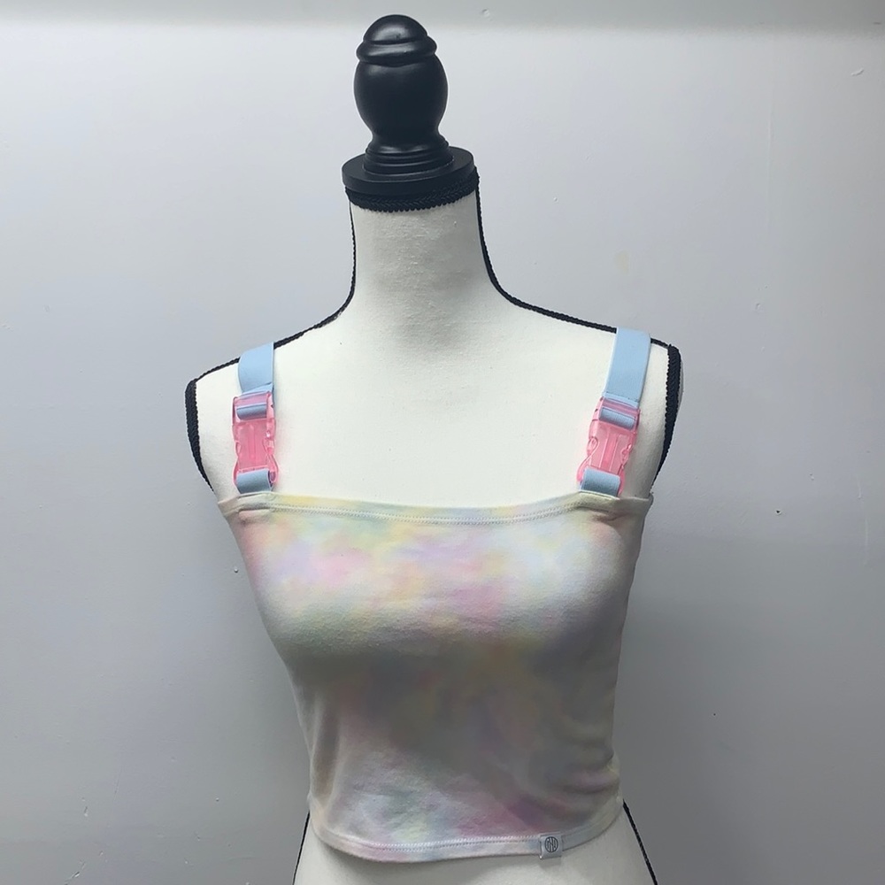 Pastel tie dye buckle tank top